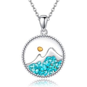 YFN Mustard Seed Necklace Sterling Silver Faith Can Move Mountains Mustard Seed Pendant Necklace Turquoise Mountains Jewelry For Women Girls Christian Gift