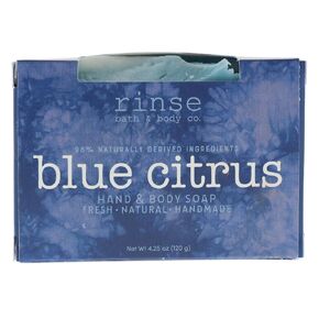 Rinse Bath & Body Blue Citrus Handmade Soap - | Shea & Cocoa Butter | Grapefruit and Orange Essential Oils | Gluten Free | Vegan Friendly | 4.25oz