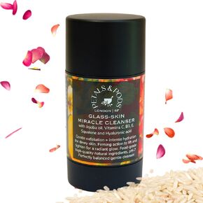 Handmade Body & Face Exfoliating Bar Soap - Korean-inspired fermented rose & rice formula to Hydrate and Nourish Dry, Dull skin - Glass-Skin Miracle Cleanser (Face & Body Bar Soap)