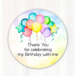 60 Thank You Stickers for Birthday Party Favors - Thank You for Celebrating my Birthday with Me Stickers Labels