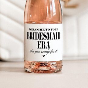 Bridesmaid Era Mini Champagne Labels, Set of 10, Bridesmaid Proposal Labels, Will you be my Maid of Honor or Bridesmaid Gift, Bridesmaid Box Idea