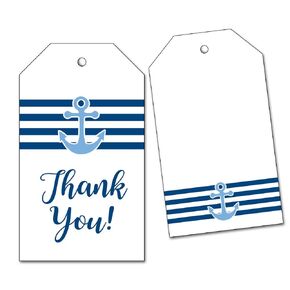 25 Nautical Thank You Favor Tags for Wedding, Boy Baby or Bridal Shower - Blue Anchor