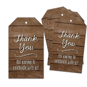 25 Thank You Tags - for Rustic Wedding, Bridal Shower, Baby Shower, Birthday - Dark Wood Background