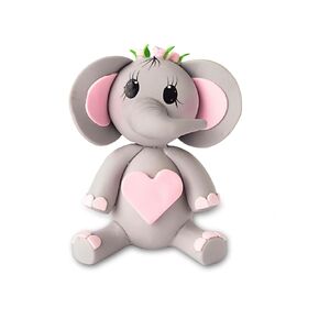 Elephant Cake Topper with Flower Crown in Pink or Yellow Color - Baby Shower and Birthday Party Cake Decorations