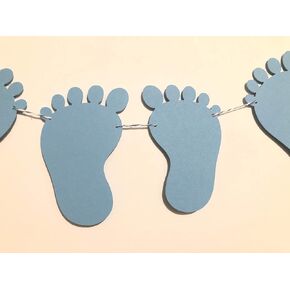 Blue baby foot garland for baby shower, welcoming newborn, nursery decoration and Happy Birthday Decor No DIY required