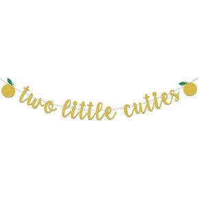 Two Little Cuties Banner,A Little Cutie is On The Way Banner,Little Cutie Baby Shower Party Decorations,Orange Theme Birthday Party Decor,Orange Fruit Happy Birthday Party Supplies Gold Green