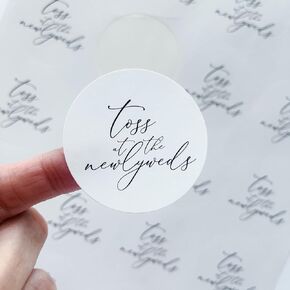 Toss at the Newlyweds Sticker for Weddings or Events - Wedding Send Off Sticker - Sticker for Flower Petals, Confettie, Birdseed