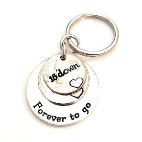 15 Years Down Forever To Go 15th Anniversary Gift 2009 Dime and Nickel Key Chain for Husband Wife