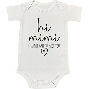 بدلة أطفال ميمي مضحكة، مرحبا ميمي، لا أستطيع الانتظار لمقابلتك، يكشف الحمل عن المرح والإعلان اللطيف للرضع (0-6 أشهر، رومبير بأكمام قصيرة مرحبا ميمي) in Kuwait