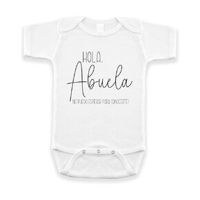 Hola Abuela - Spanish Pregnancy Announcement Infant Bodysuit - Surprise For Grandma (Natural)