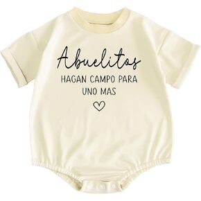 Abuelitos Hagan Campo Para Uno Mas de bebé Onesie Spanish Pregnancy Announcement Gift Baby Reveal Bodysuit (0-6 Months, Abuelitos hagan campo para uno mas-Short Sleeve Romper) in Kuwait