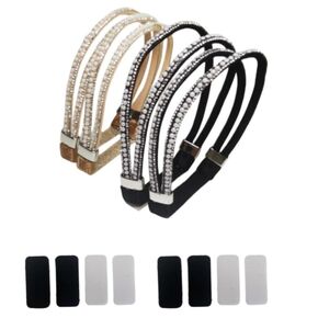 2 Pairs Pearl Elastic Straps Lovely Pearl Style Shoe Clips,Elastic High Heels Shoe Straps,Shoe Straps For Heels,Detachable Shoe Straps For Heels, Adjustable Size Pearl Elastic Straps(Black+White)