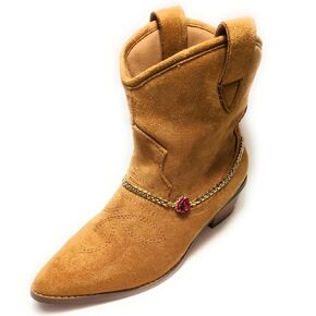 Gothic Red Rose Boot Charm Bracelet Chain 18K Gold-Plated Stainless Steel Double Clasp Adjustable Size 16 Inch Gift Boxed