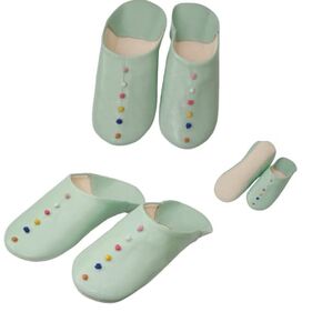 slippers for women indoor summer, Spa Slippers,home slippers for women indoor summer,leather slippers for women hotel slippers Handmade slippers, moroccan babouche (10-11 US, sea green)
