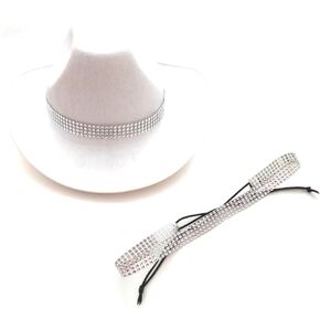 Acrylic Glass Rhinestone Hatband Silver Net Band For Cowboy Western And Brim Hats One Size