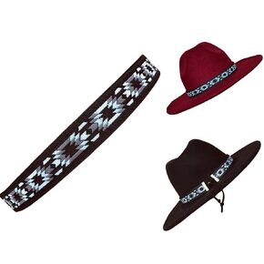 Hat band for cowboy hat in gray black and white colors. Western style Hatband