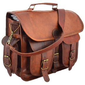 SHAKUN LEATHER JOURNAL Brown Leather Messenger Bag for Laptop Handmade Briefcase Satchel Mens Crossbody Laptop Bag (11x15 Inches)
