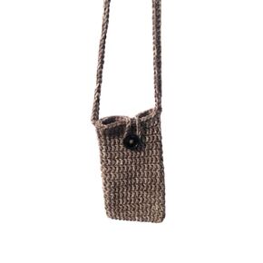 Crossbody Celll Phone Bag, Phone Pouch, Crochet Bag, Cell Phone Sleeve, Walnut Brown