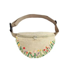 Embroidered fanny pack for women Flowers waist bag Small linen bum bag Gift for her