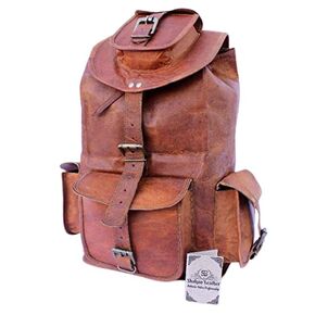 Shakun Leather Unisex Vintage Genuine Rucksack, One size, 100% Pure Leather with Free Shipping