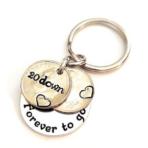 Two 2004 Dimes for 20 Down Forever To Go Key Chain 20th Anniversary Gift for Him or Her