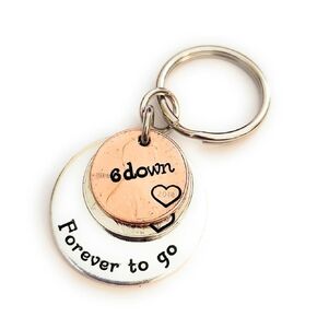 6 Down Forever To Go 2018 Nickel and Lucky Penny Key Chain 6th Anniversary for Him or Her Gift