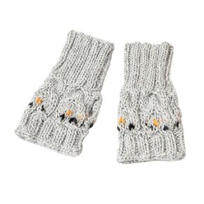 Peruvian Baby Alpaca Grey Gloves in Owl design | Knitted Fingerless Gloves Warm Cozy Women | Accessories For Her | Gloves & Mittens Fingerless