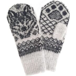 Knitted Wool Mittens for Wolf Lovers, Winter Warm Gloves for Men and Women, Soft and Cozy Mittens for Wide Hands Size 8.5-9 in Saudi Arabia