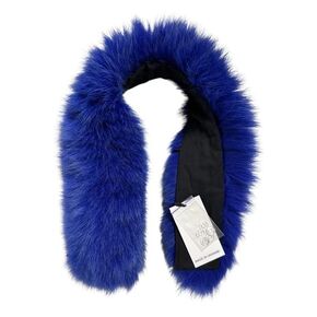 Fluffy Royal blue collar coat or parka for hood 75 cm