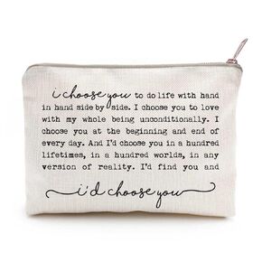 I Choose You Cosmetic Bag, Birthday Gift, Girlfriend Present, Wife Gift, Wedding Makeup Bag, Couple Gift, Anniversary Gift, Wedding Gift