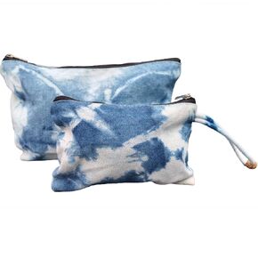 2 PCS Handmade Tie Dye Makeup Bag with Liner, Unique Toiletry Bag, Canvas Cosmetic Pouch, Zipper Lipstick Bag, Multipurpose Organize Storage Bags, Sister Gift Birthday Gift Graduation Gift, Gift Idea