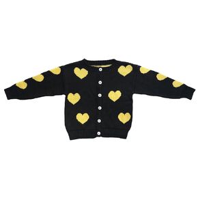 Unisex Kids' Cardigan Sweater with Embroidered Hearts - 100% Cotton (0-6 months)