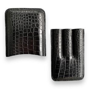 Handmade Black Alligator Cigar Case, Luxury Genuine Alligator Case, Leather Cigar Humidor, 2 to 3 Tubes Luxury Cigar Case, Cigar Cover, Gift for Dad, Gift for Him (3 Cigars)
