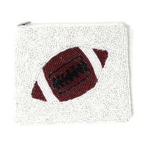 Football Beaded Coin Purse Pouch, Small Wallets for Her, Gift Card Pouch Birthday Gift, Football Fan Must Have