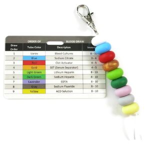 Order of Blood Draw Beads with Badge Card for Phlebotomy, Essential Resource Tools for Phlebotomist, Phlebotomy Order of Blood Draw Badge Set, Gift for Phlebotomist