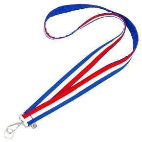 Red White & Blue Reversible Lanyard - American Flag Stripe - ID Badge Holder - Patriotic Keychain - 1 x 36 Inch With Swivel Clip - Handmade by Green Acorn Kitchen