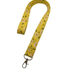 Yellow Daisy Lanyard Keychain ID Badge Key Keeper Camera Strap White Floral