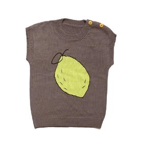 Cotton Pullover Sweater Vest with Lemon Design (Kids/Toddler/Baby) - Sand (18-24 months)