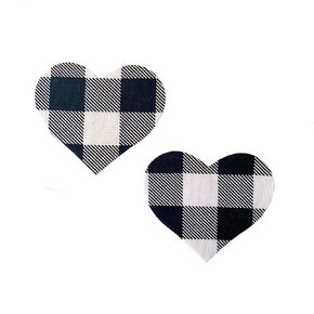 Black and White Plaid Heart Nipple Pasties