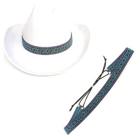 Hatband Brim Band Blue Stretch Jacquard Pattern Elastic Fabric Adjustable Size For Fedora Panama Western Hats Gifts Boxed