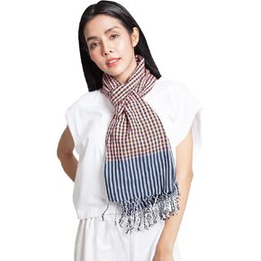 وشاح منقوش مصنوع من القطن بنسبة 100% بـ 9 ألوان للنساء - وشاح مصنوع يدويًا مقاس 15 × 66 بوصة مع جديلة جاكار - ألوان رائعة لا تبهت - وشاح مسامي وصديق للبشرة - مثالي لجميع المواسم in Kuwait