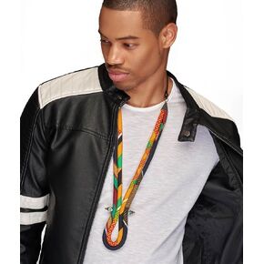 Mens African Necklace | African Tie | Men’s Yellow and Black Kente Tribal Corded Necklace | African Print Collar Mens Ankara Necklace | Cloth & Cord