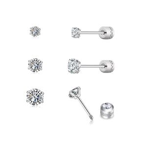 Stud Earrings for Women Multiple Piercings, Tiny 2mm 3mm 4mm Cartilage Earring for Helix Tragus Diamond Stud 14K Gold Plated Hypoallergenic Cubic Zirconia Screw Back Earrings For Women Girls