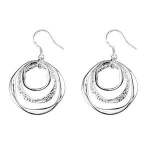 3-layered Circle Silver dangle earrings Lightweight Dangle Drop Earrings Fashion Dainty Geometric Dangling Earrings for for Women Trendy Fashion