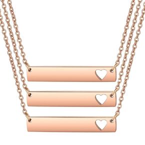 3 Pack x Stainless Cut Heart Necklace Blank | Stainless Laser Engravable Blank | Necklace Stainless Steel | Stainless Laser Engraving Blanks (3 Pack Rose Gold)
