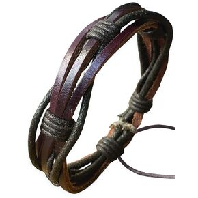 Mens Leather Bracelet Braided Brown Rustic Gift For Dad Fathers Day Cuff Wrist Band Rope Bracelet for Guys