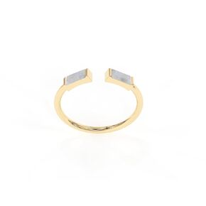 18k Gold Rectangle Clear Quartz April Birthstone Valentine’s Day Ring for Women - Chunky Gold rings - Dainty Minimalist Ring for Girls Stocking Stuffers for Teens (Size 6)