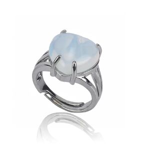 Moonstone Rings for Women Handmade Natural Stone Crystal Heart Shaped Ring Adjustable Open Ring Moonstone Jewelry for Women