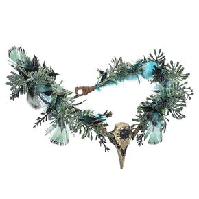 MOSTORY Handmade Raven Elf Crown - Gothic Feather Cirlet with Crow Skull Black Flower Tiara with Rhinestone for Witch Sorcerer Renaissance Halloween Wedding Cosplay Photo Prop