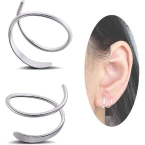 Double Hoop Earring Small Hoop Earrings Sterling Silver Earrings Hypoallergenic Spiral Earrings Twist Earrings for Women Trendy in Kuwait